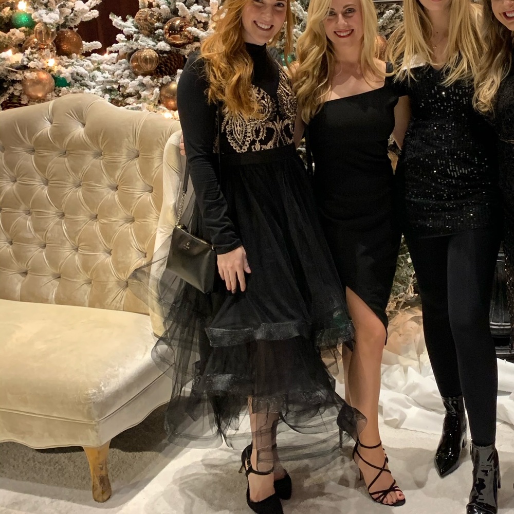 Black sequin midi dress